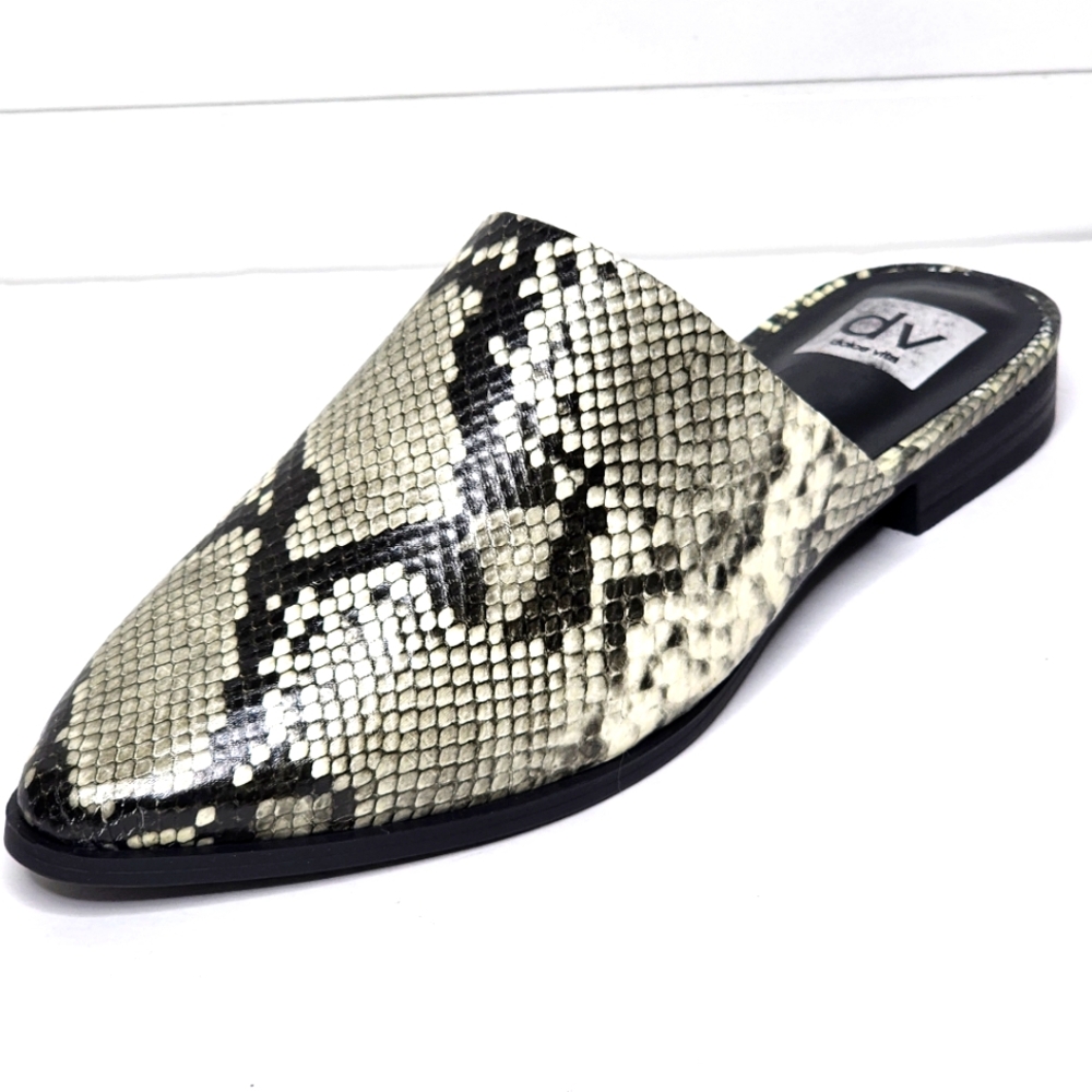 Dv Dolce Vita Women's Snakeskin Mules Heels Slip on Black Leather 8.5 - Picture 3 of 8